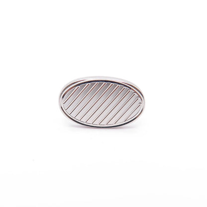925 Sterling Silver Vintage Striped Oval Lapel Pin