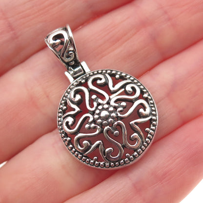 925 Sterling Silver Vintage Ornate Oxidized Charm Pendant