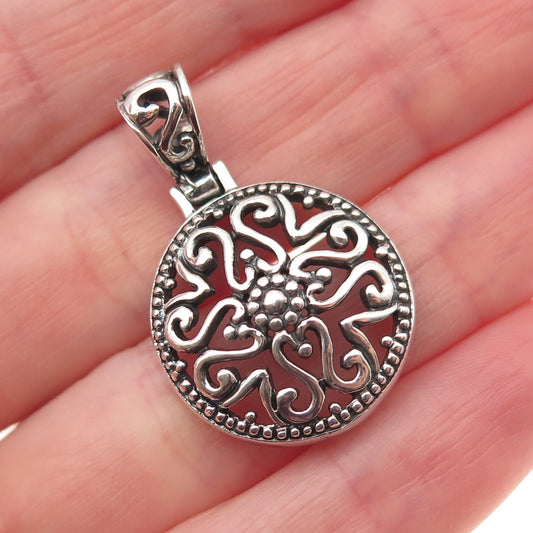 925 Sterling Silver Vintage Ornate Oxidized Charm Pendant