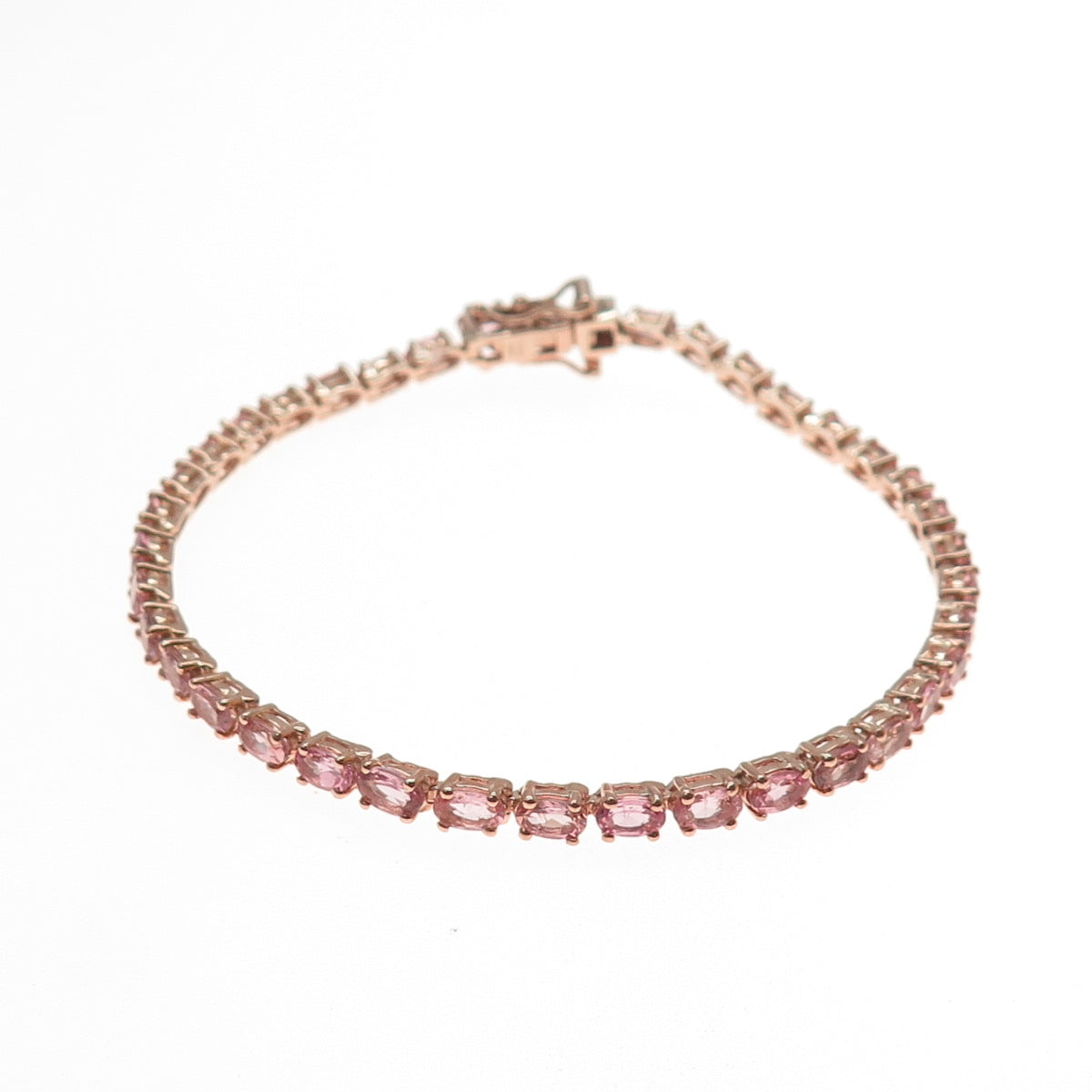 D'JOY 925 Sterling Silver Rose Gold Plated Real Pink Amethyst Bracelet 8"