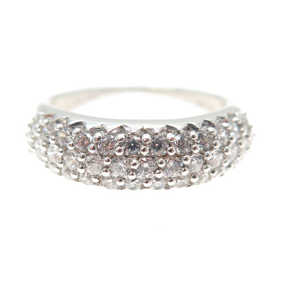 925 Sterling Silver Round-Cut C Z Sparkle Dome Ring Size 7.25