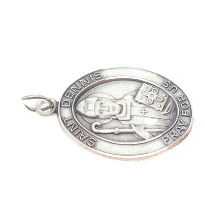 925 Sterling Silver Vintage JCC St. Dennis Religious Charm Pendant