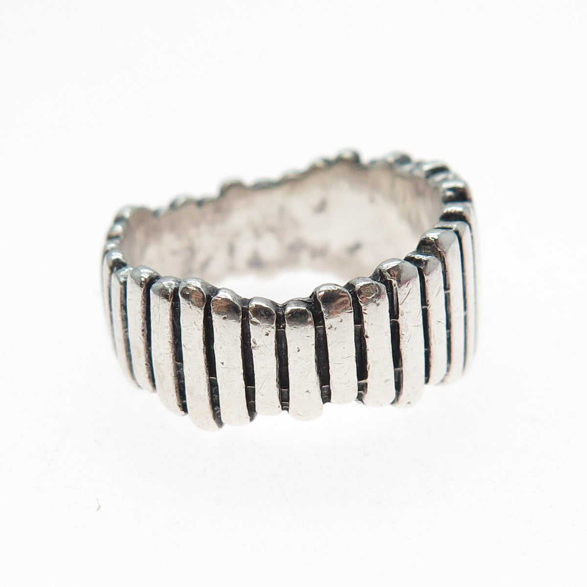 GC GODFREY CARTER 925 Sterling Silver Vintage Modernist Ribbed Ring Size 8.25