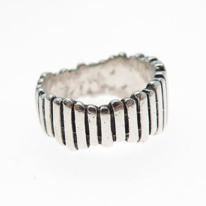 GC GODFREY CARTER 925 Sterling Silver Vintage Modernist Ribbed Ring Size 8.25