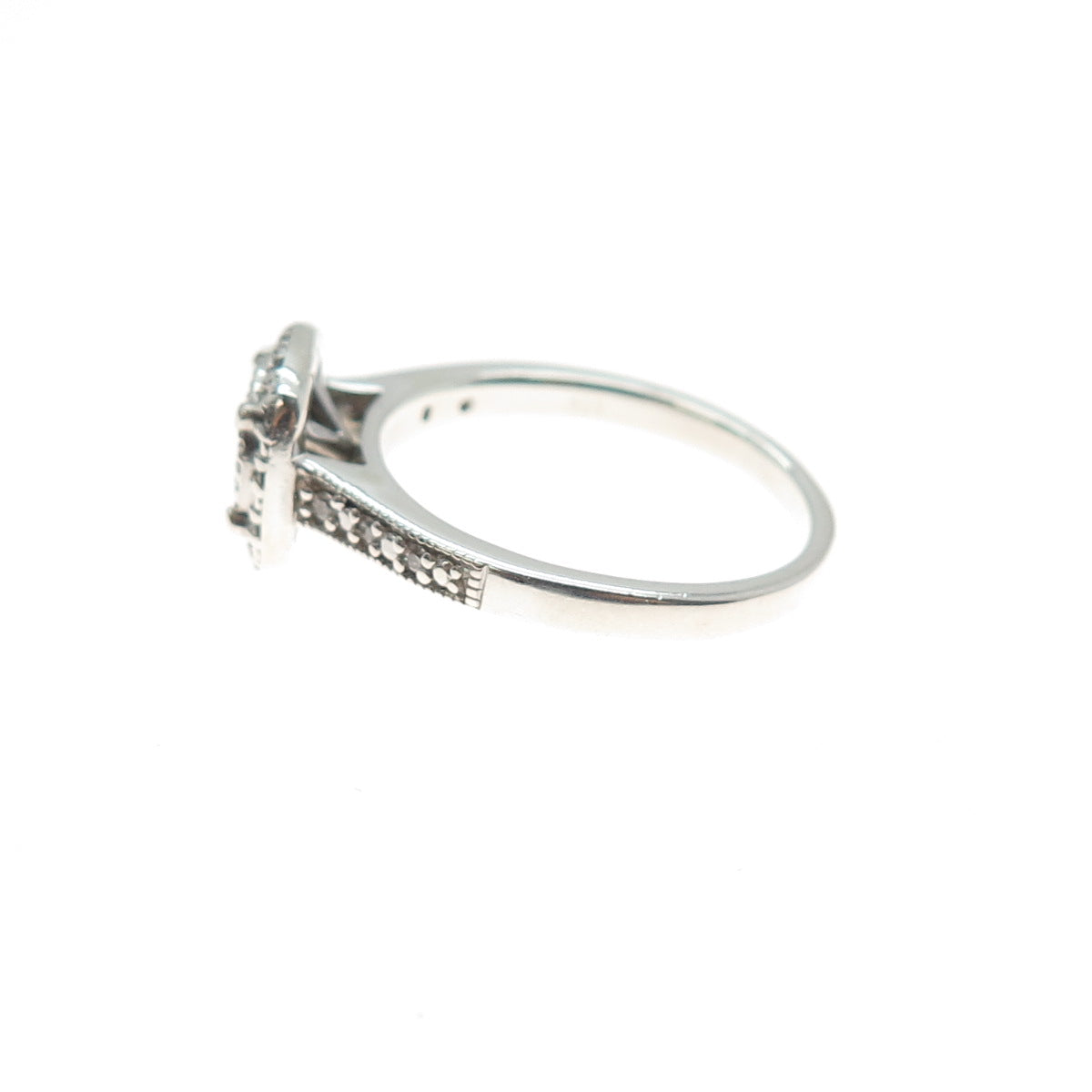 925 Sterling Silver Real Round-Cut Diamond Engagement Ring Size 7
