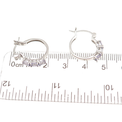 Chuck Clemency 925 Sterling Silver Real Oval-Cut Iolite Hoop Earrings