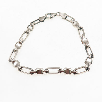 925 Sterling Silver Vintage Italy Paperclip Anchor Link Bracelet 8"