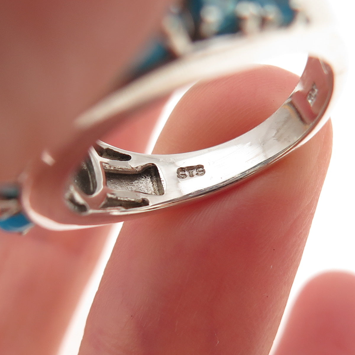 Chuck Clemency 925 Sterling Silver Real Turquoise & Apatite Ring Size 8.25