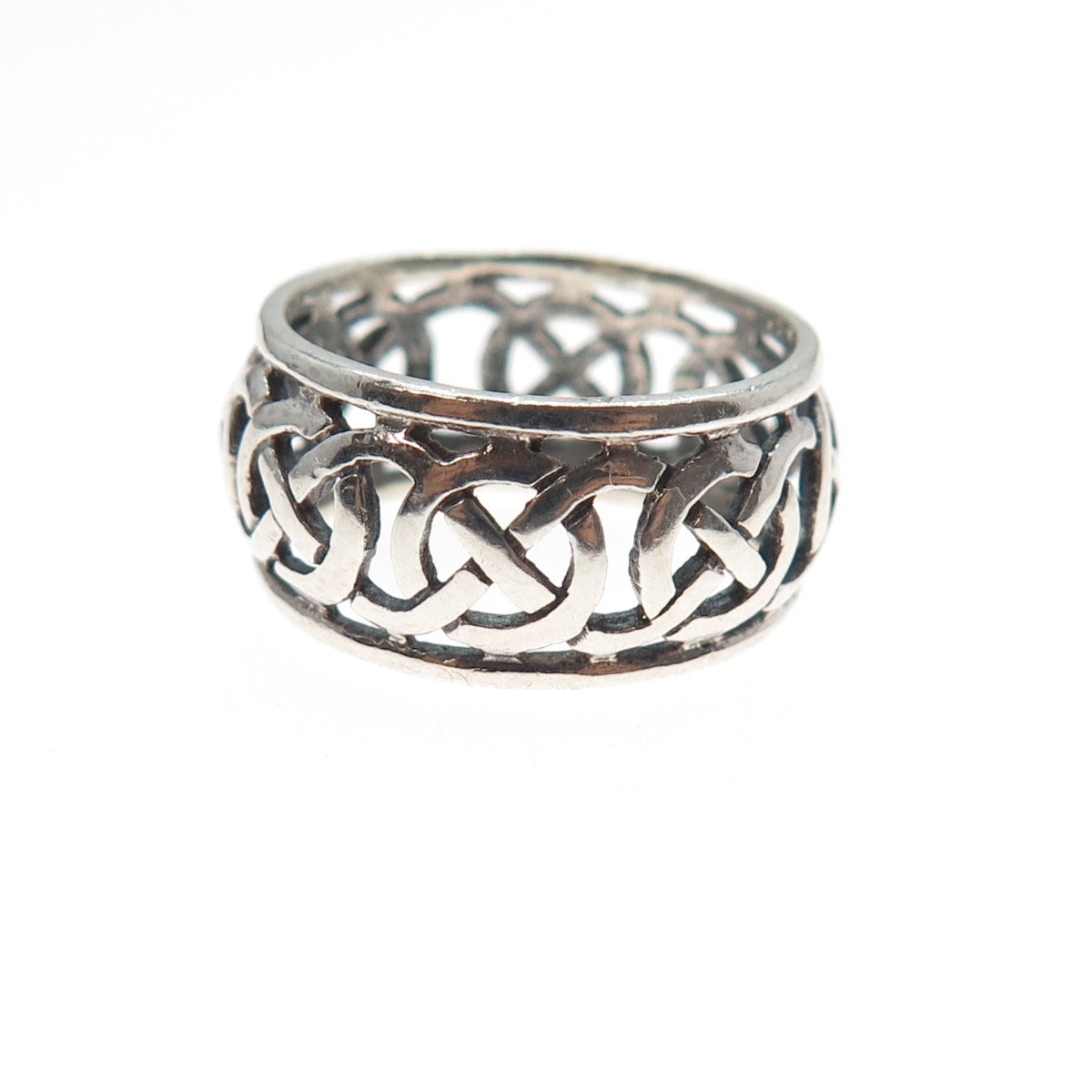 925 Sterling Silver Vintage Celtic Knot Oxidized Band Ring Size 6.5