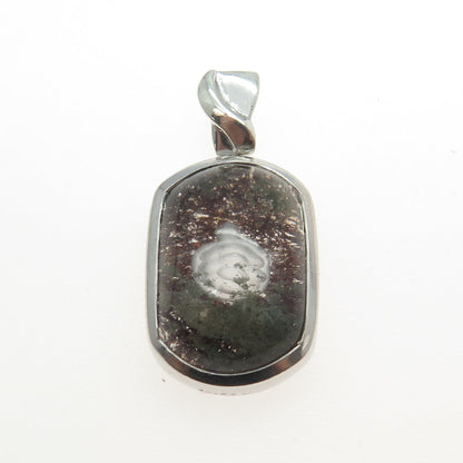 CHATEAU D'ARGENT 925 Sterling Silver Real Green & Red Lodolite Gem Pendant