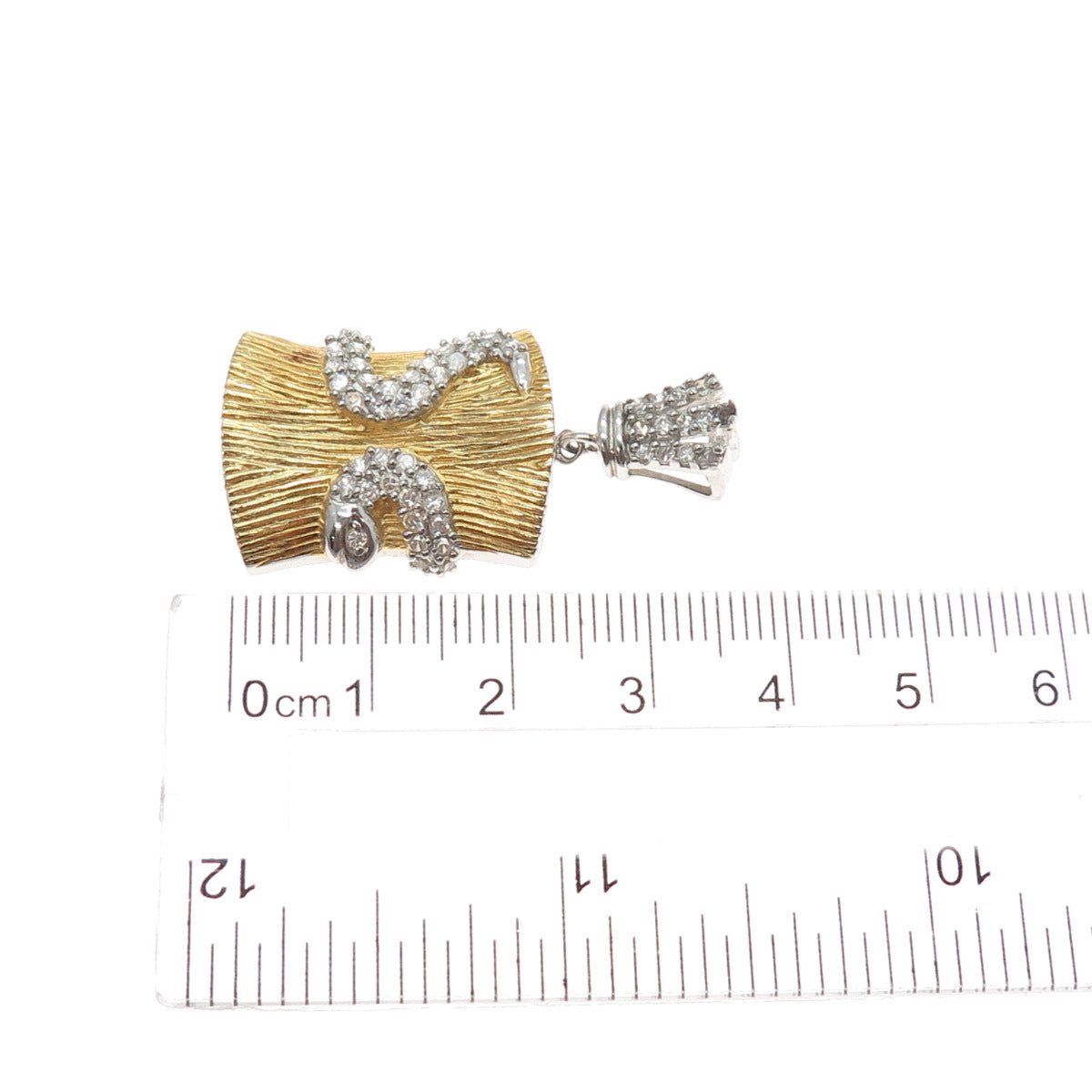 925 Sterling Silver Gold Plated C Z Snake Charm Pendant