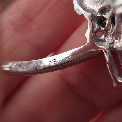 925 Sterling Silver Real Amethyst & Sapphire Cluster Ring Size 8