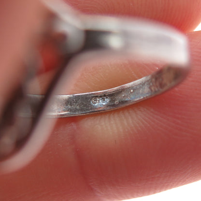 925 Sterling Silver Vintage Real Amethyst Oxidized Ring Size 5