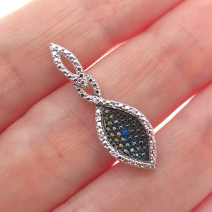 925 Sterling Silver White & Blue Round-Cut Shaped C Z Infinity Slide Pendant