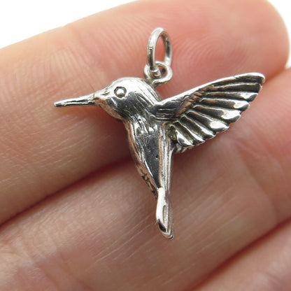 JEZLAINE 925 Sterling Silver Vintage Hummingbird 3D Charm Pendant