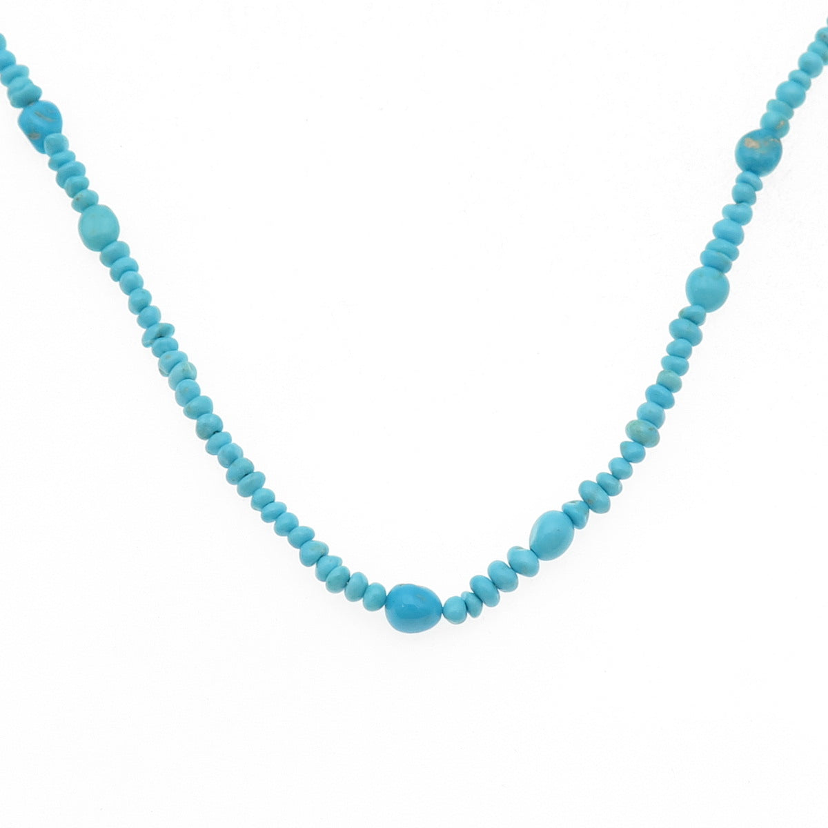 Tehya Oyama 925 Sterling Real Sleeping Beauty Turquoise Beaded Necklace 18-20"
