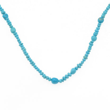 Tehya Oyama 925 Sterling Real Sleeping Beauty Turquoise Beaded Necklace 18-20"