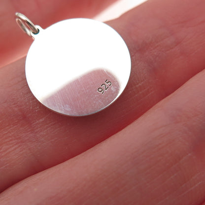 925 Sterling Silver Turquoise Enamel It's a Boy Round Tag Mini Charm Pendant