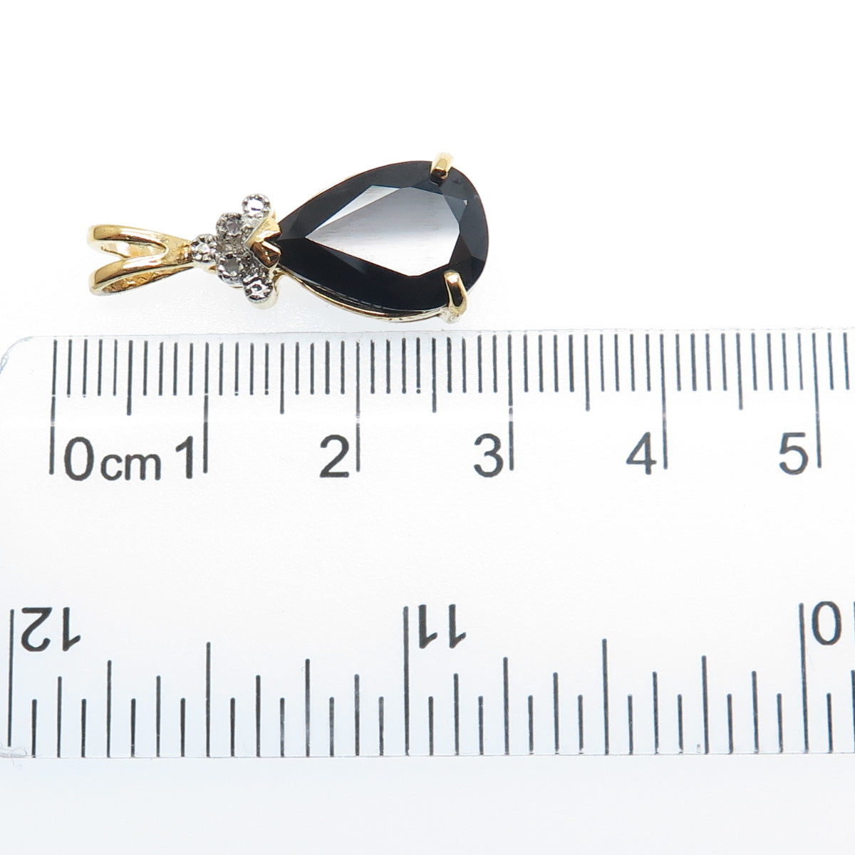 DBJ DEE BERKLE 925 Sterling Gold Plated Real Diamond & Sapphire Teardrop Pendant