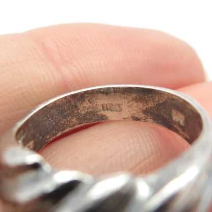 925 Sterling Silver Vintage Ribbed Ring Size 6.5