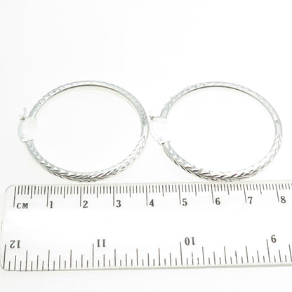 HANIN 925 Sterling Silver Engraved Hinged Hoop Earrings