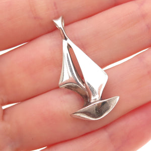 925 Sterling Silver Vintage Sailboat Modernist Charm Pendant