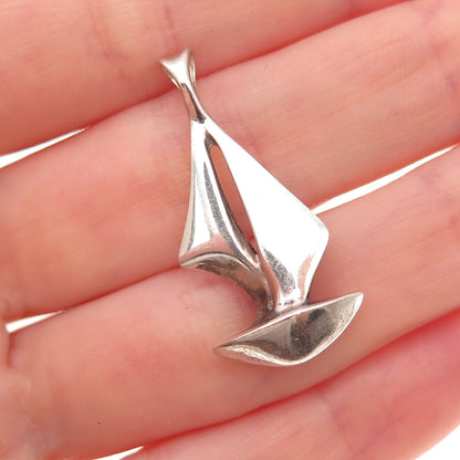 925 Sterling Silver Vintage Sailboat Modernist Charm Pendant