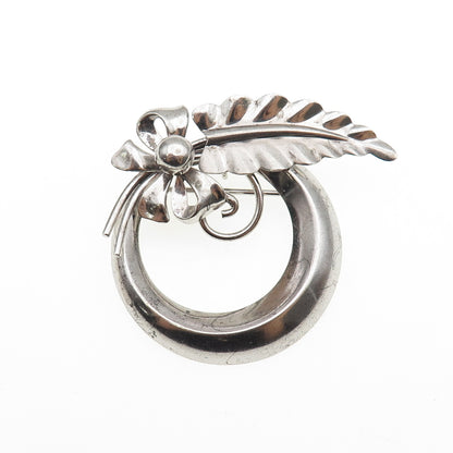 Van Dell 925 Sterling Silver Antique Art Deco Flower Oxidized Pin Brooch