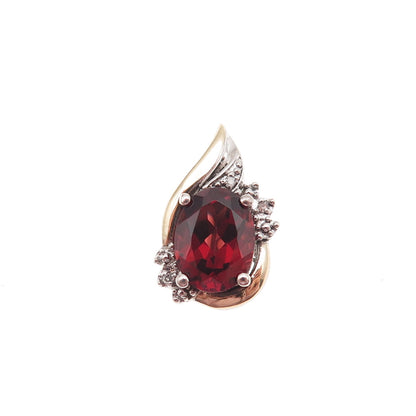 Richline 925 Sterling Silver 10K Gold Real Diamond Red Garnet Mini Slide Pendant