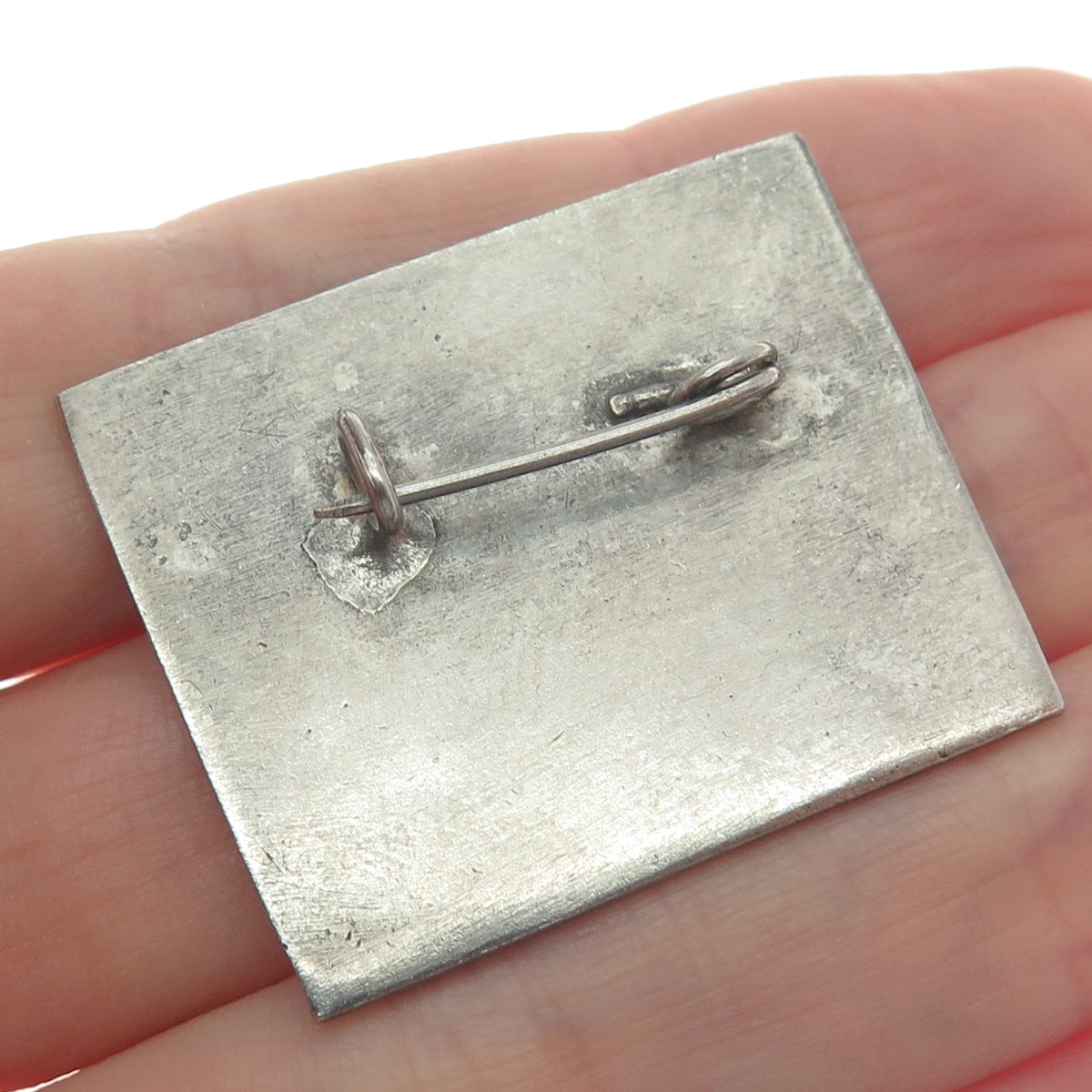 Old Pawn 925 Sterling Silver Vintage Southwestern Maze Oxidized Pin Brooch