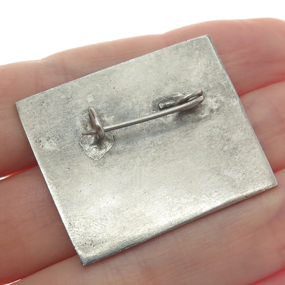 Old Pawn 925 Sterling Silver Vintage Southwestern Maze Oxidized Pin Brooch