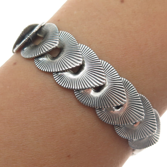 JEWELART 925 Sterling Silver Antique Art Deco Heart Overlap Link Bracelet 7"