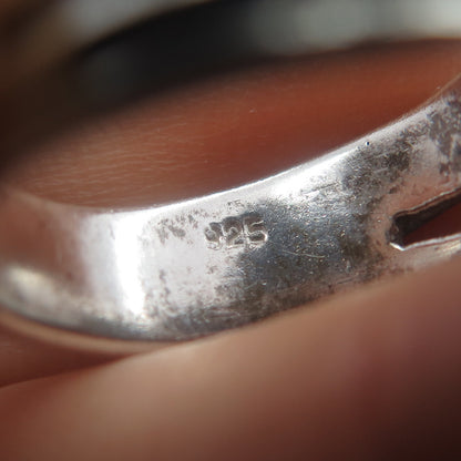 925 Sterling Silver Vintage Modernist Crisscross Oxidized Ring Size 7