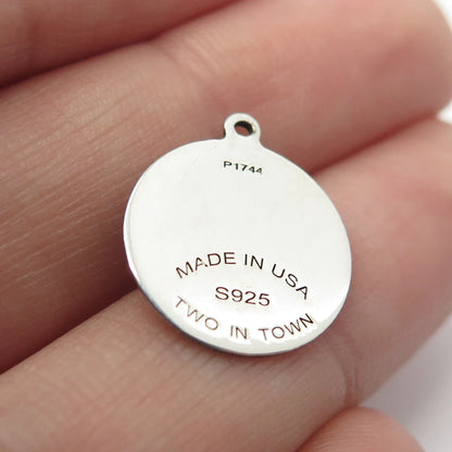 925 Sterling Silver USA Two In Town Puppy Feed Charm Pendant