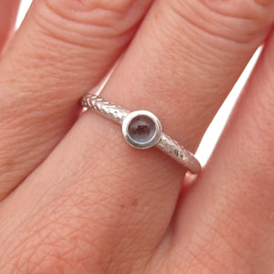 925 Sterling Silver Vintage Real Aquamarine Oxidized Ring Size 6.25