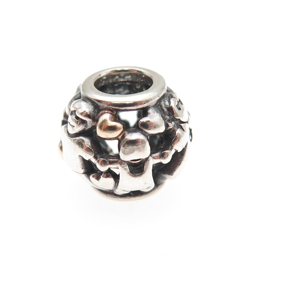 PANDORA 925 Sterling Silver & Gold Family Forever Slide Bead Charm
