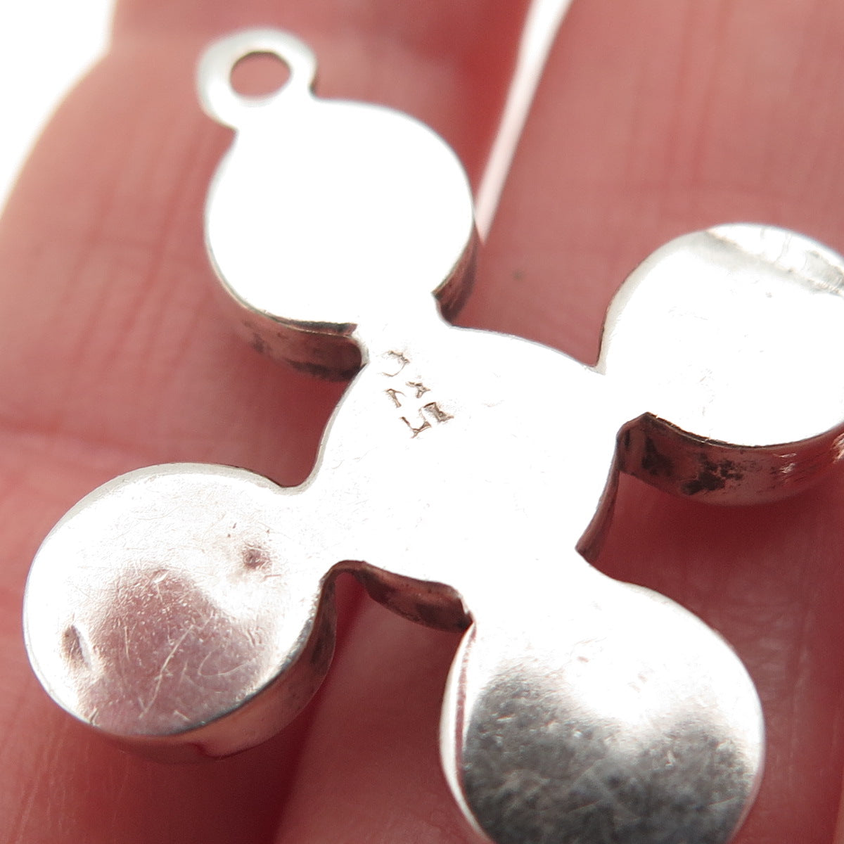 925 Sterling Silver Vintage Real Pearl Cross Beaded Charm Pendant