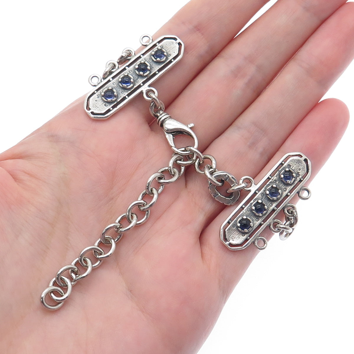 LOVE LEIGH DESIGNS 925 Sterling Vintage Iolite Bracelet Adjustable Lobster Clasp