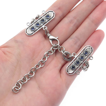 LOVE LEIGH DESIGNS 925 Sterling Vintage Iolite Bracelet Adjustable Lobster Clasp