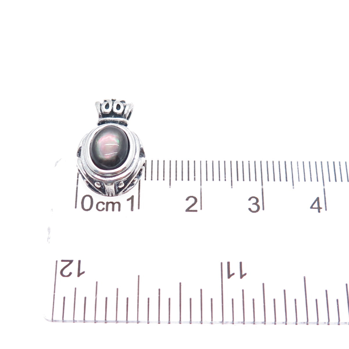 ROSS SIMONS Sterling Silver Vintage Real Abalone Shell Minimalist Charm Pendant