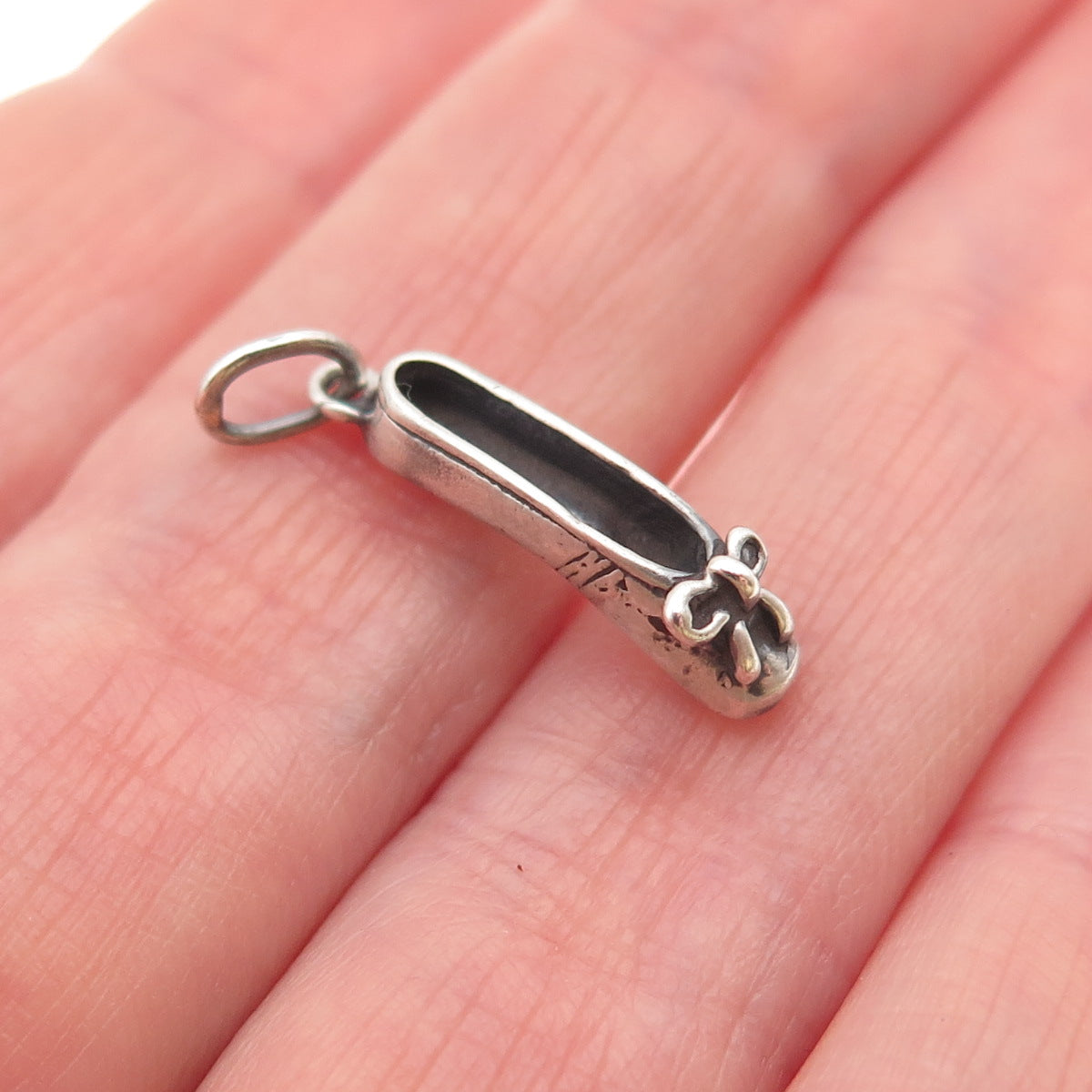 Sunwest 925 Sterling Silver Vintage Ballerina Shoe 3D Mini Charm Pendant