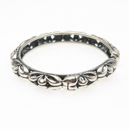 925 Sterling Silver Vintage Floral Ornate Oxidized Cuff Bracelet 8.25"