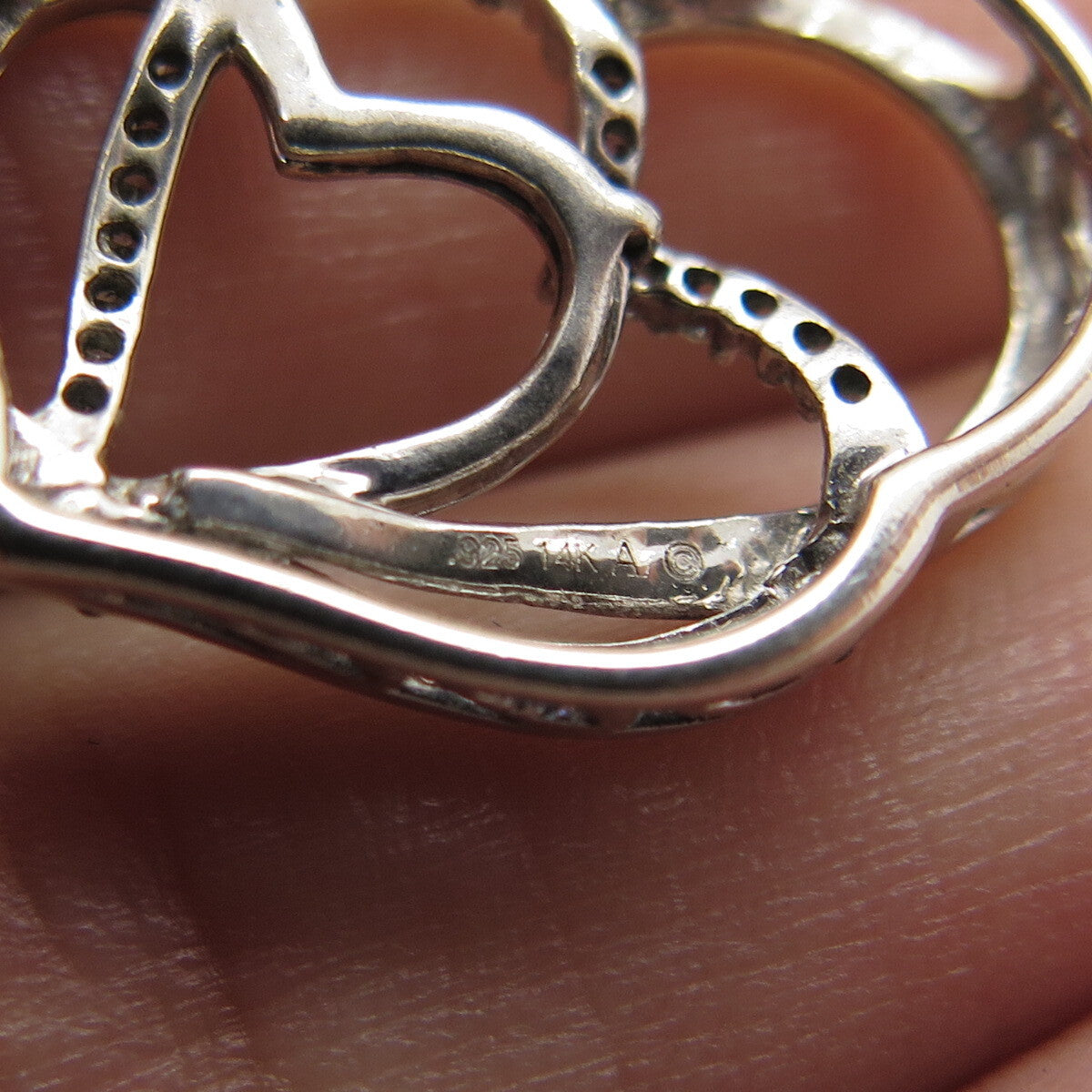 ALWAND VAHAN 14K Rose Gold & 925 Sterling Silver Diamond Heart Slide Pendant