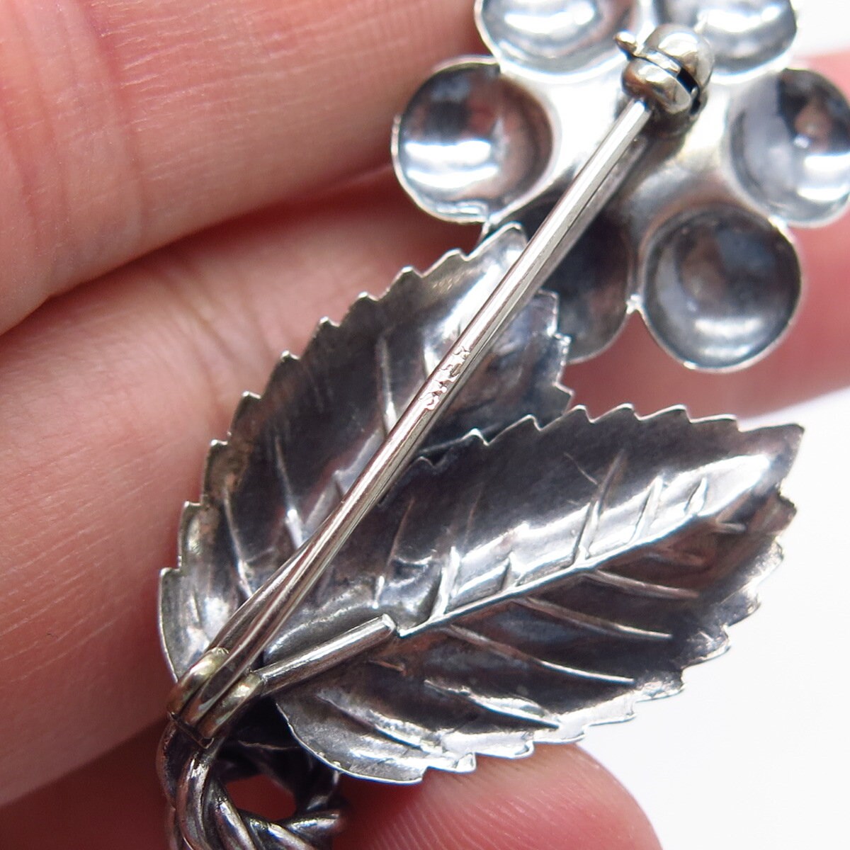 925 Sterling Silver Vintage Floral Pin Brooch