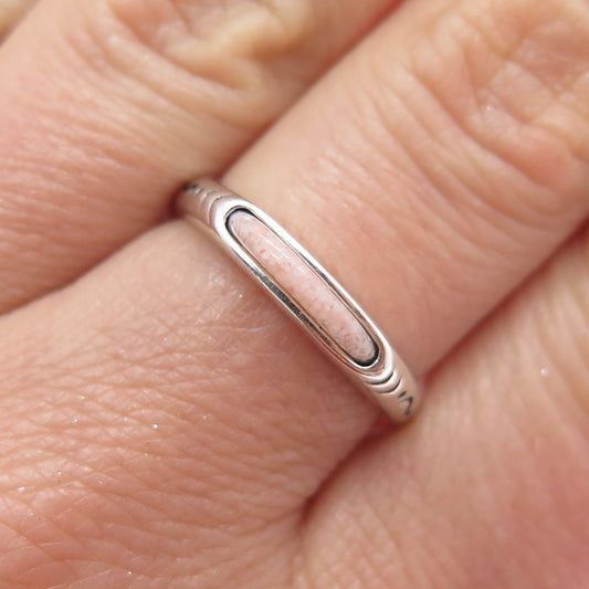 CAROLYN POLLACK Old Pawn 925 Sterling Vintage MOP Inlay Stackable Ring Size 8.25