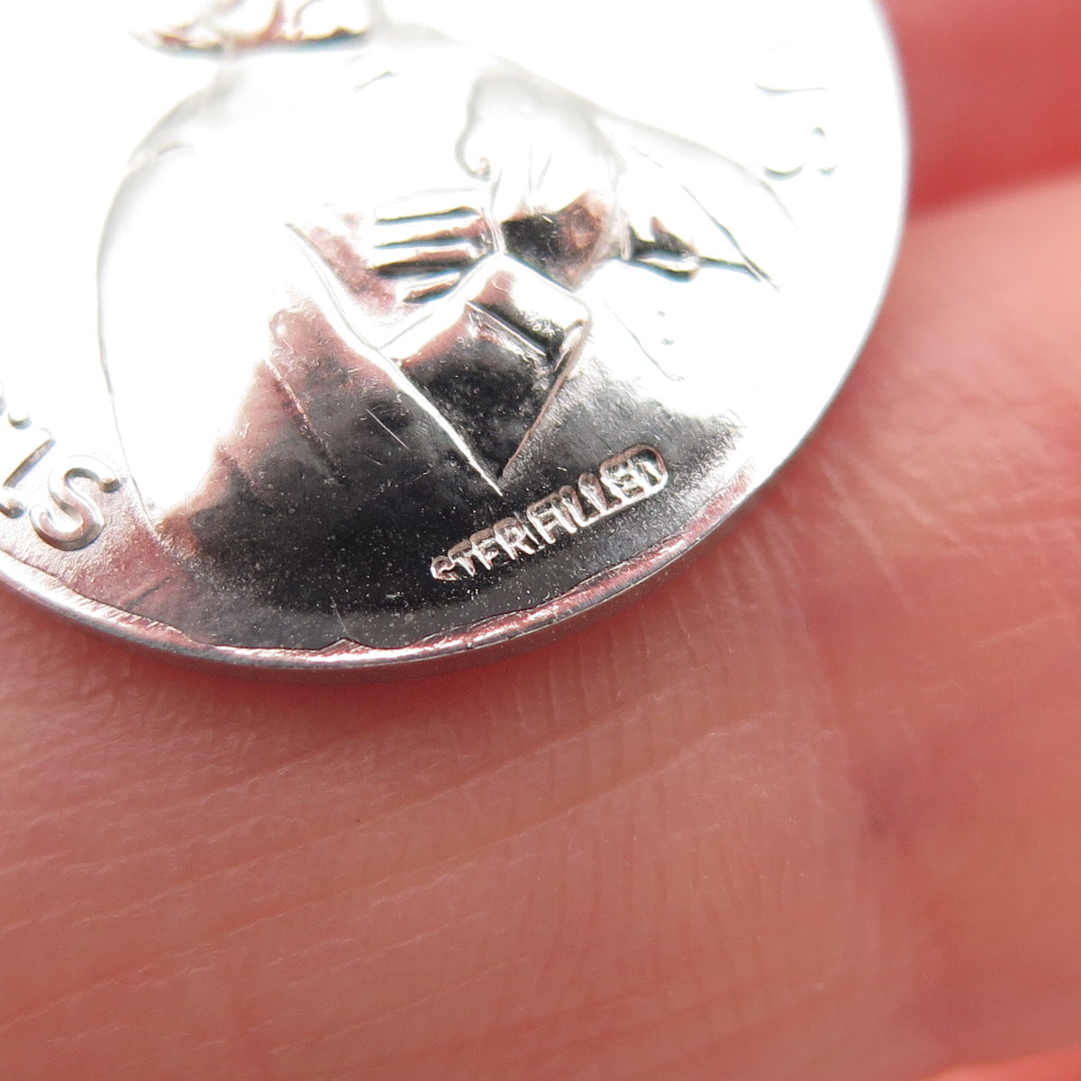 925 Sterling Silver Filled Vintage Saint John Eudes Mini Charm Pendant