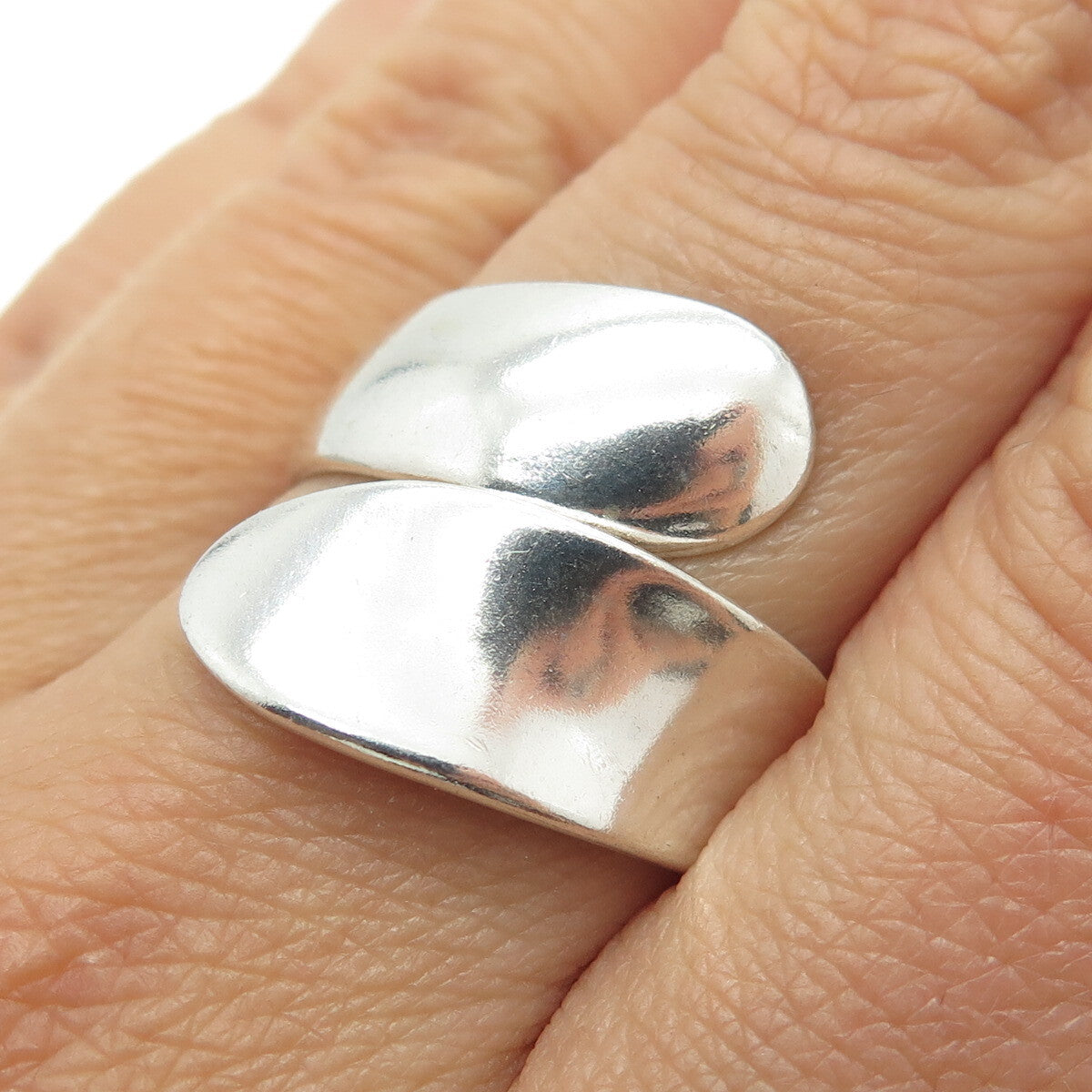 PLUS ONE 925 Sterling Silver Vintage Modernist Adjustable Ring Size 8.5