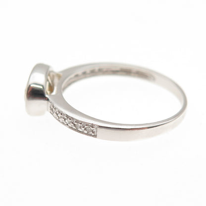 925 Sterling Silver Real Round-Cut Diamond & Oval-Cut Citrine Ring Size 7.25