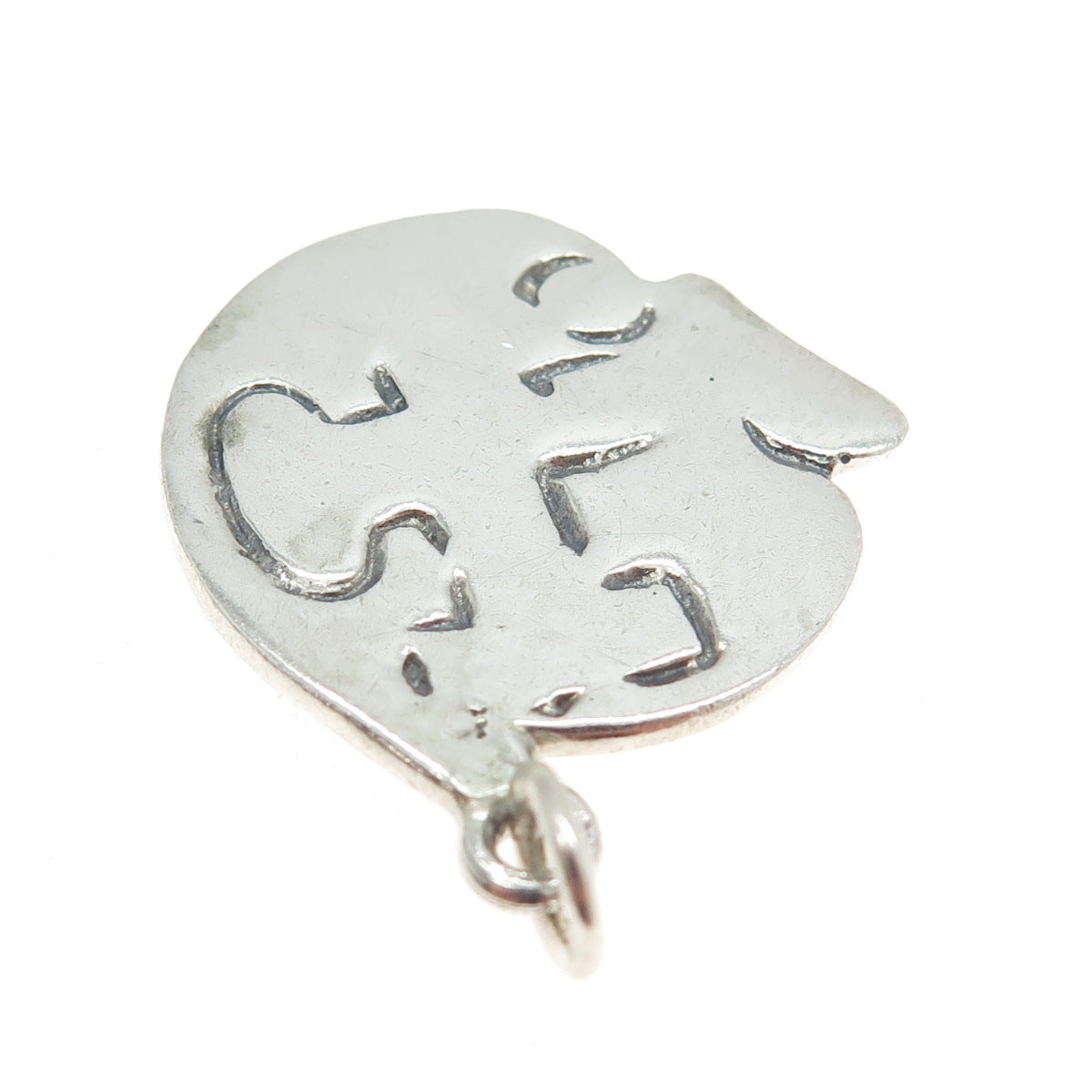 925 Sterling Silver Vintage Modernist Engraved Pendant