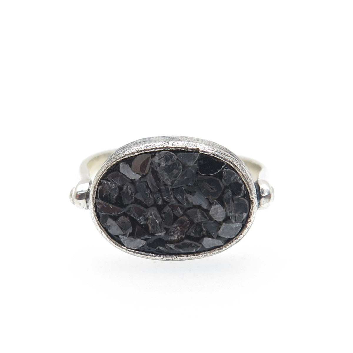 SAMUEL BENHAM 925 Sterling Silver Vintage Real Diamond Inlay Ring Size 6.25